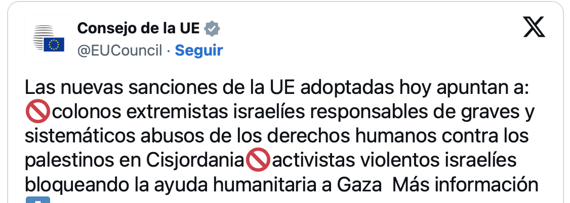 UE sanciona a Israel